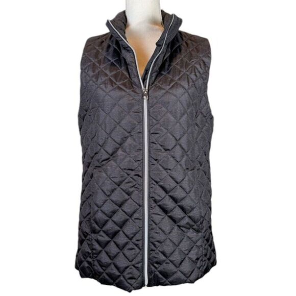 Banana Republic Diamond Quilted Full Zip Vest Charcoal Heather Size Medium - Picture 1 of 9